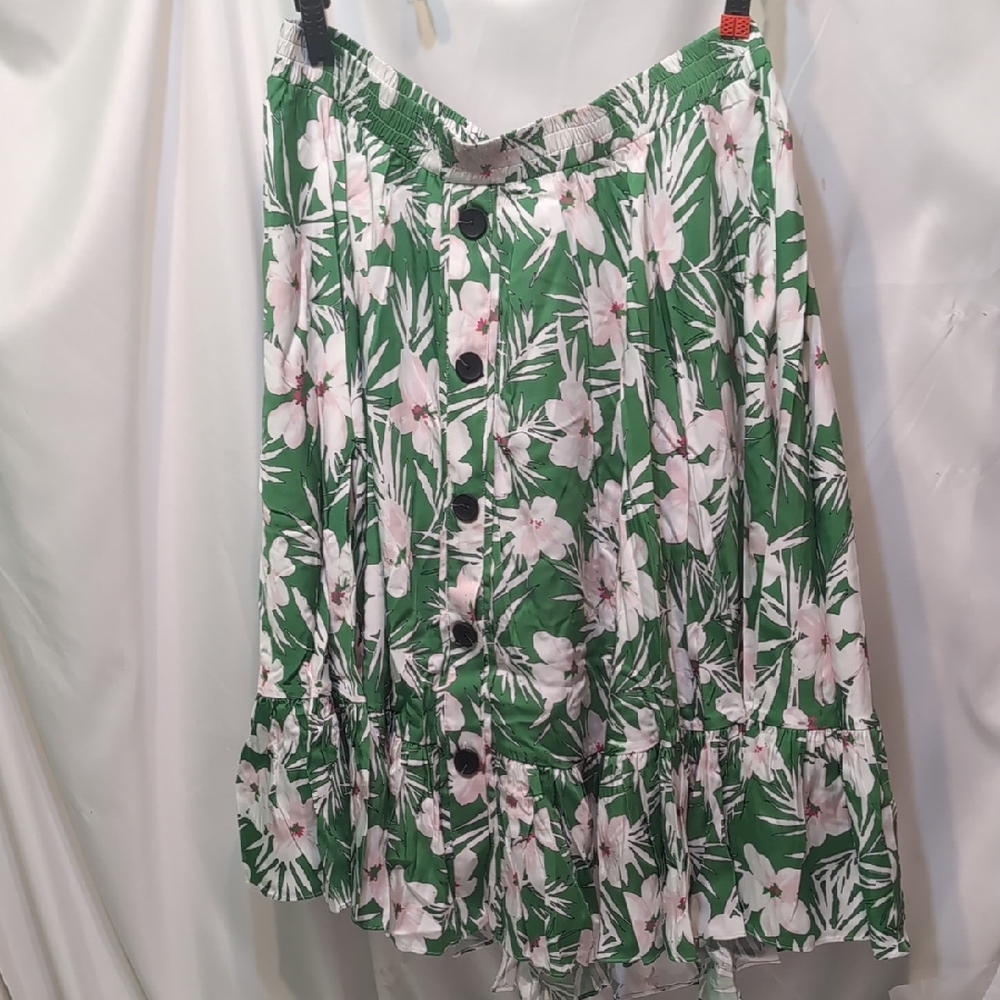 Pari Passu Green And White Floral Skirt Size 16W. New In Package